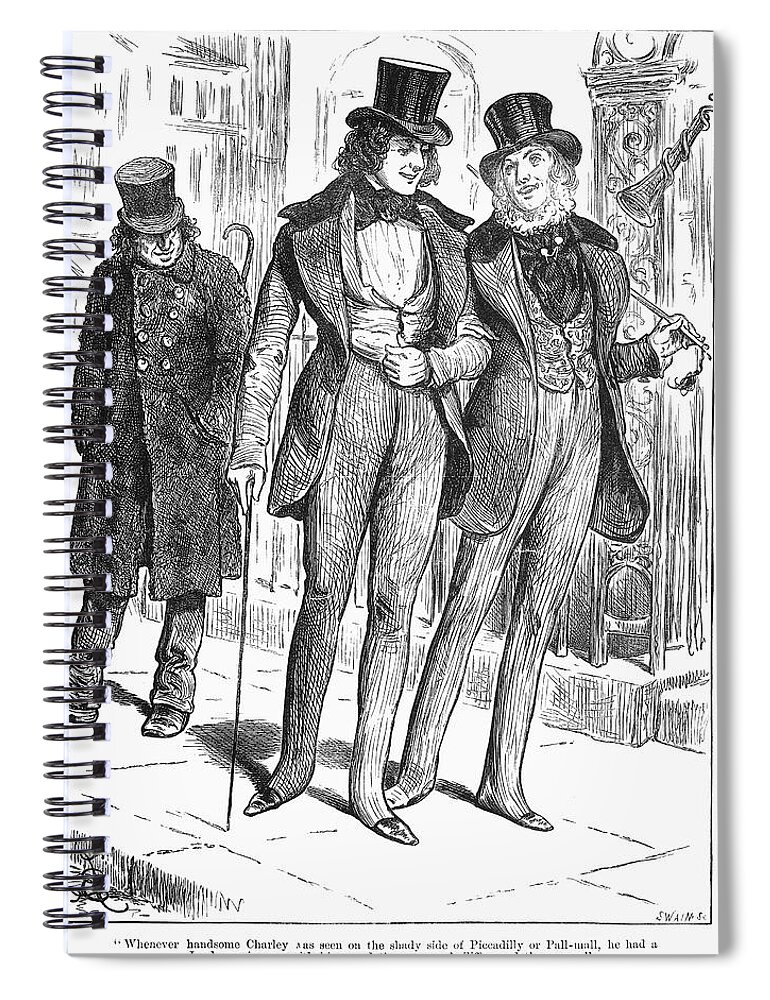 1880 Spiral Notebook featuring the photograph Mens Fashion, 1880 by Granger
