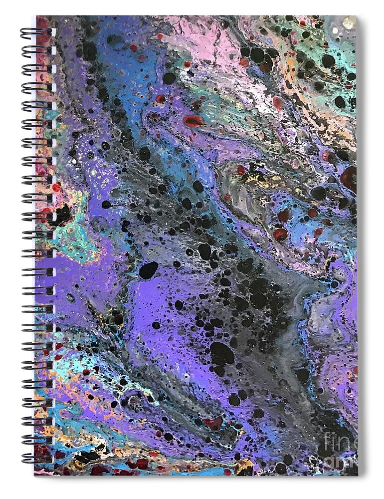 Acrylic Flow Pours Spiral Notebook featuring the painting Mercury Wars 10 by Sherry Harradence