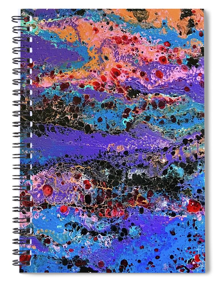 Acrylic Flow Pours Spiral Notebook featuring the painting Mercury Wars 6 by Sherry Harradence