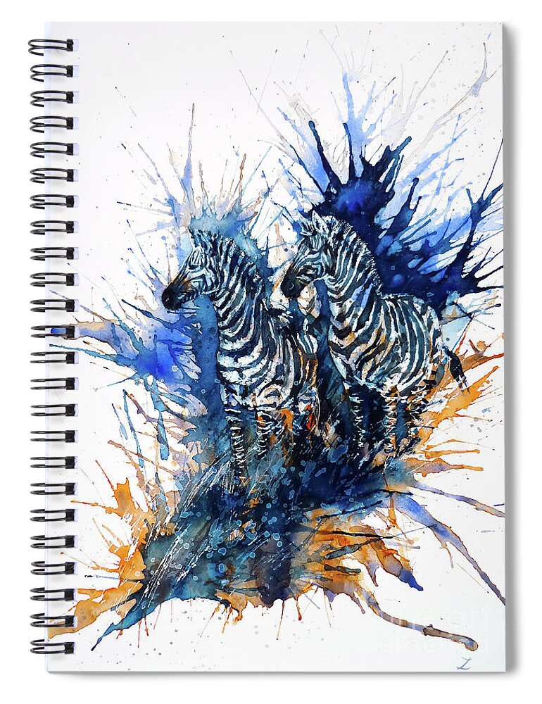 Zebra Spiral Notebook featuring the painting Merging with Shadows by Zaira Dzhaubaeva