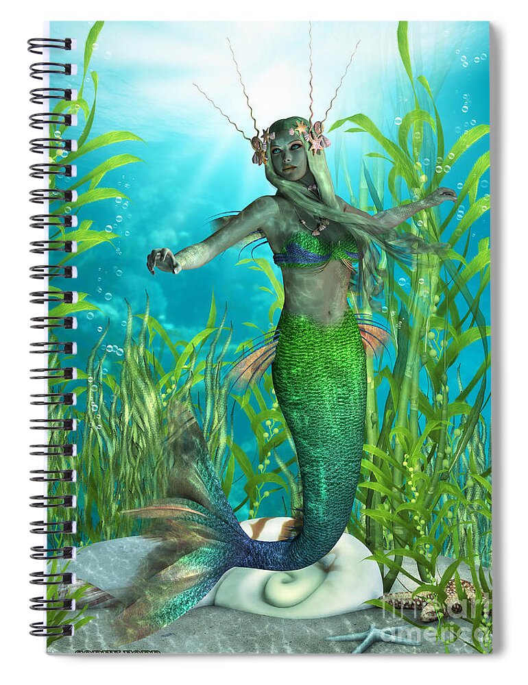 Mermaid Spiral Notebook featuring the painting Mermaid Realms by Corey Ford