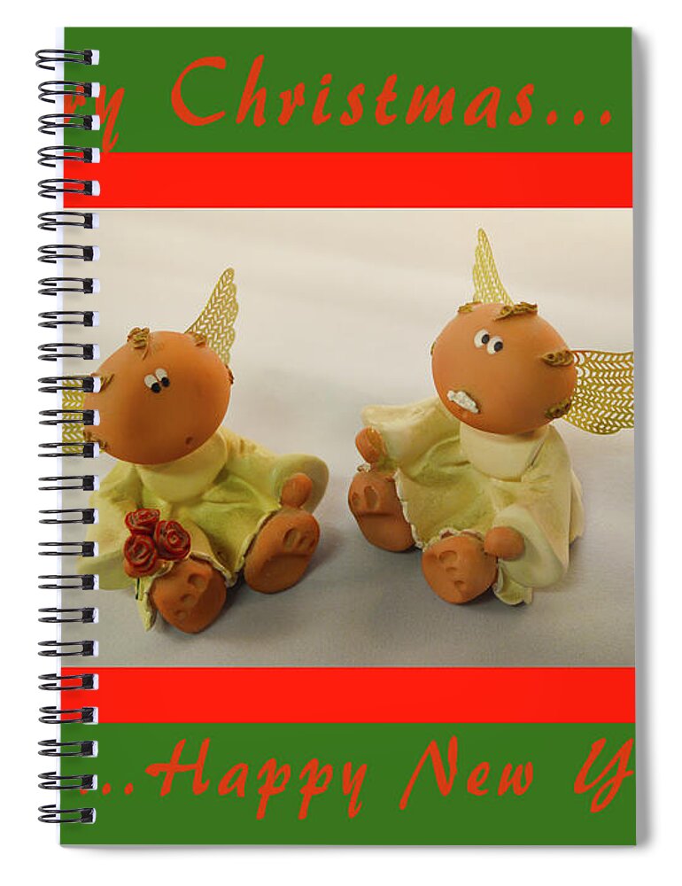 Christmas Card Spiral Notebook featuring the photograph Merry Christmas Angels by Floyd Snyder