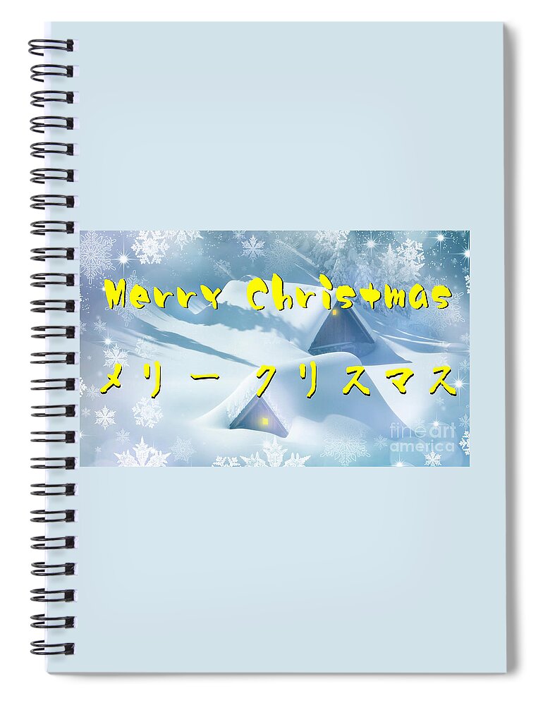 Merry Christmas Spiral Notebook featuring the digital art Merry Christmas by Nobu Nihira