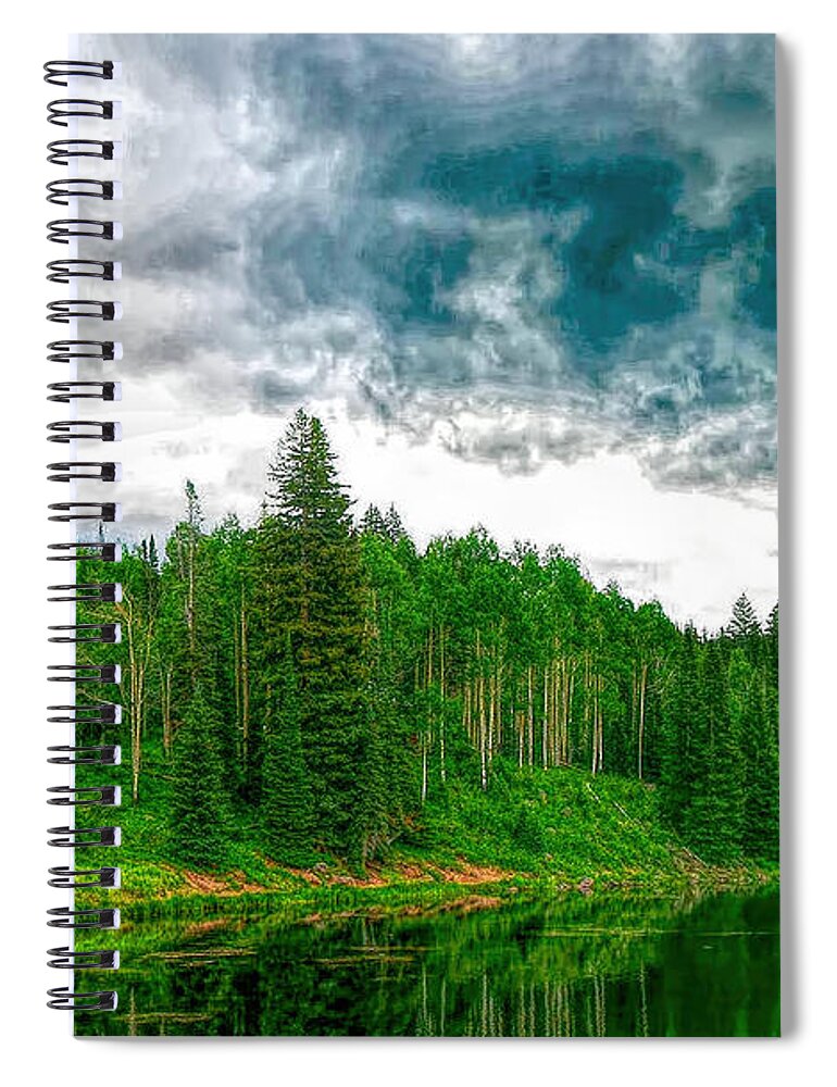 Mesa Spiral Notebook featuring the digital art Mesa Fishing by David Luebbert