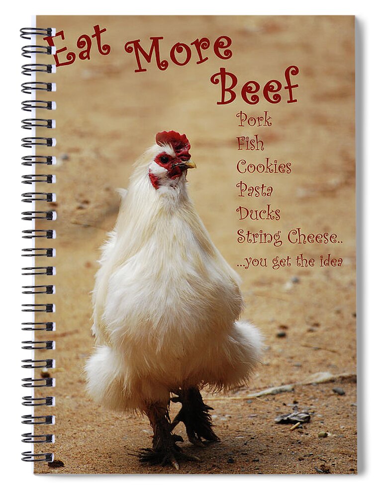 Chicken Spiral Notebook featuring the photograph Message From A Chicken by Lori Tambakis