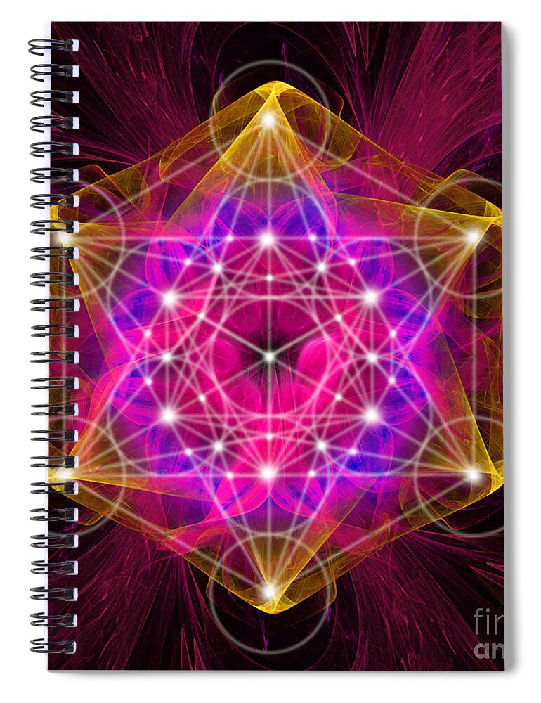 Metatrons Cube Spiral Notebook featuring the digital art Metatron's cube with flower of life by Alexa Szlavics