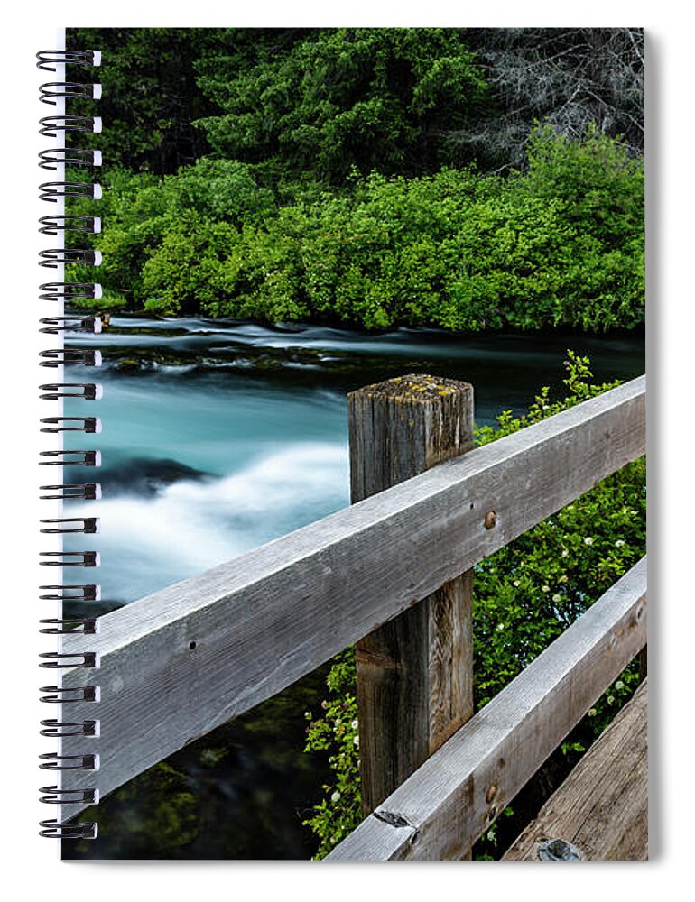River Spiral Notebook featuring the photograph Bridge over Metolius River by Cat Connor