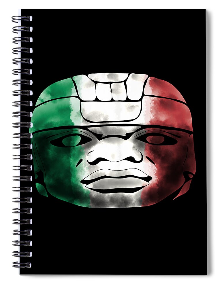 Mexico Spiral Notebook featuring the digital art Mexican Olmec by Piotr Dulski