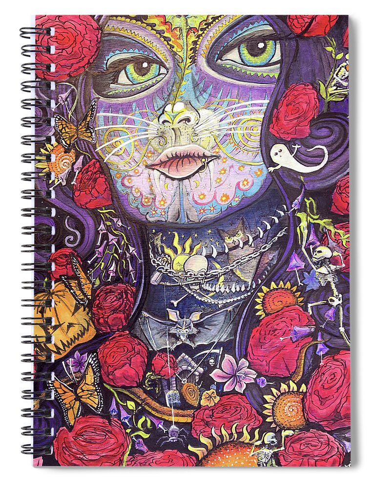 Halloween Spiral Notebook featuring the painting Mia De Los Muertos by David Sockrider