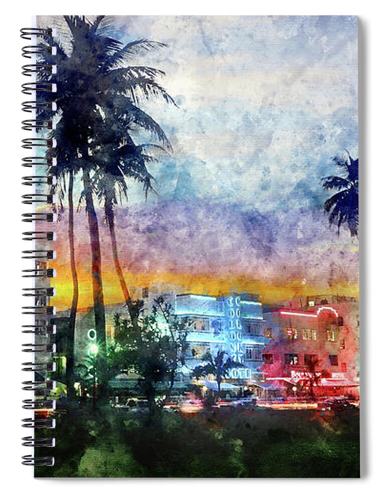 South Beach Spiral Notebook featuring the photograph Miami Beach Watercolor by Jon Neidert