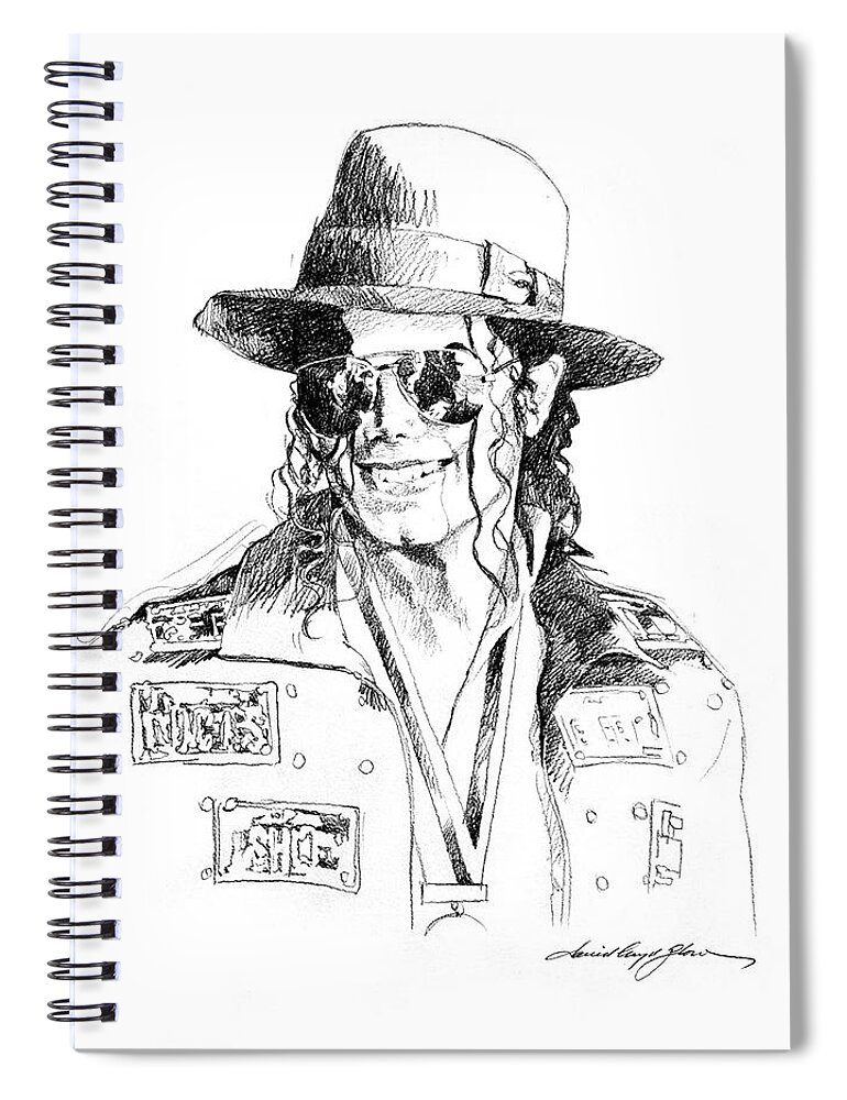 Michael Jackson Spiral Notebook featuring the drawing Michael's Jacket by David Lloyd Glover