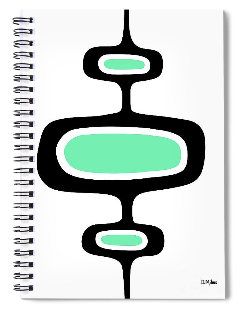 Mid Century Modern Spiral Notebook featuring the digital art Mid Century Mod Pod 1 in Aqua by Donna Mibus