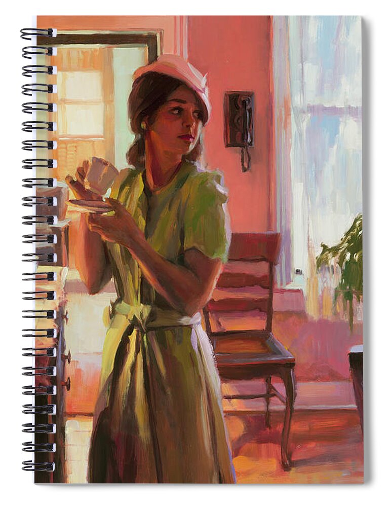 Nostalgia Spiral Notebook featuring the painting Midday Tea by Steve Henderson