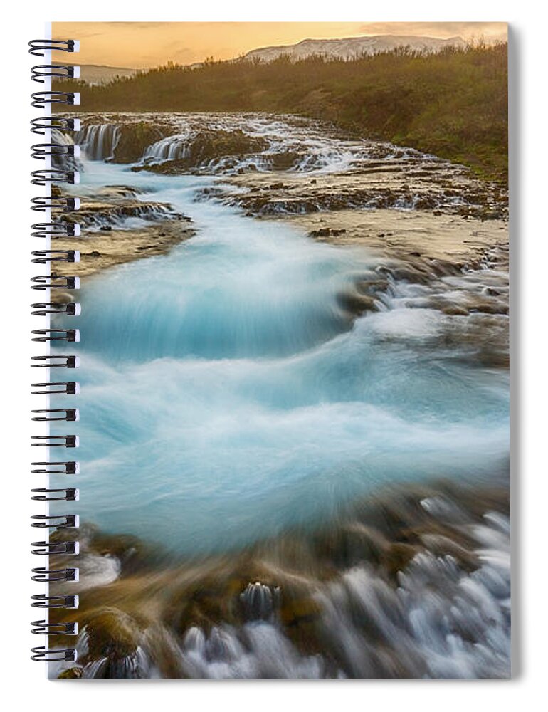 Iceland Spiral Notebook featuring the photograph Midnight at Bruarfoss by Amanda Jones