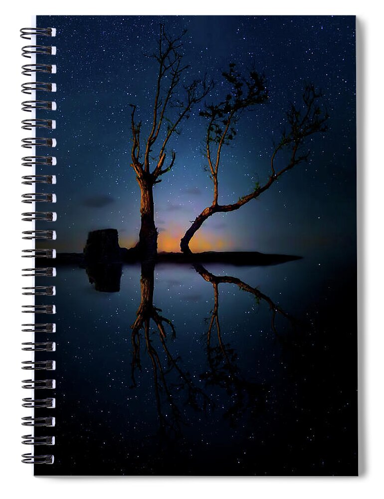 Night Photography Spiral Notebook featuring the photograph Midnight Dance of the Trees by Mark Andrew Thomas