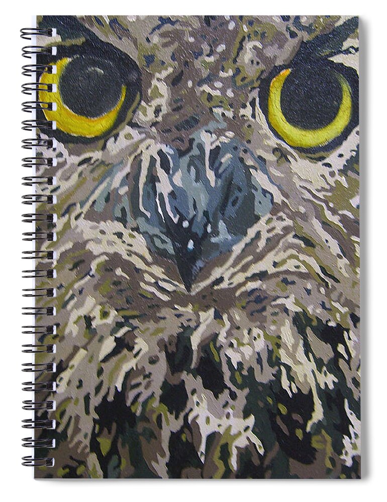 Owl Spiral Notebook featuring the painting Midnight Prowler by Cheryl Bowman