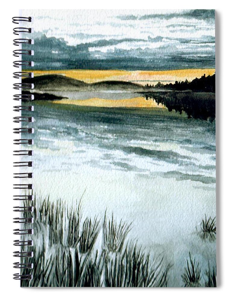 Watercolor Spiral Notebook featuring the painting Midnight Sun by Brenda Owen