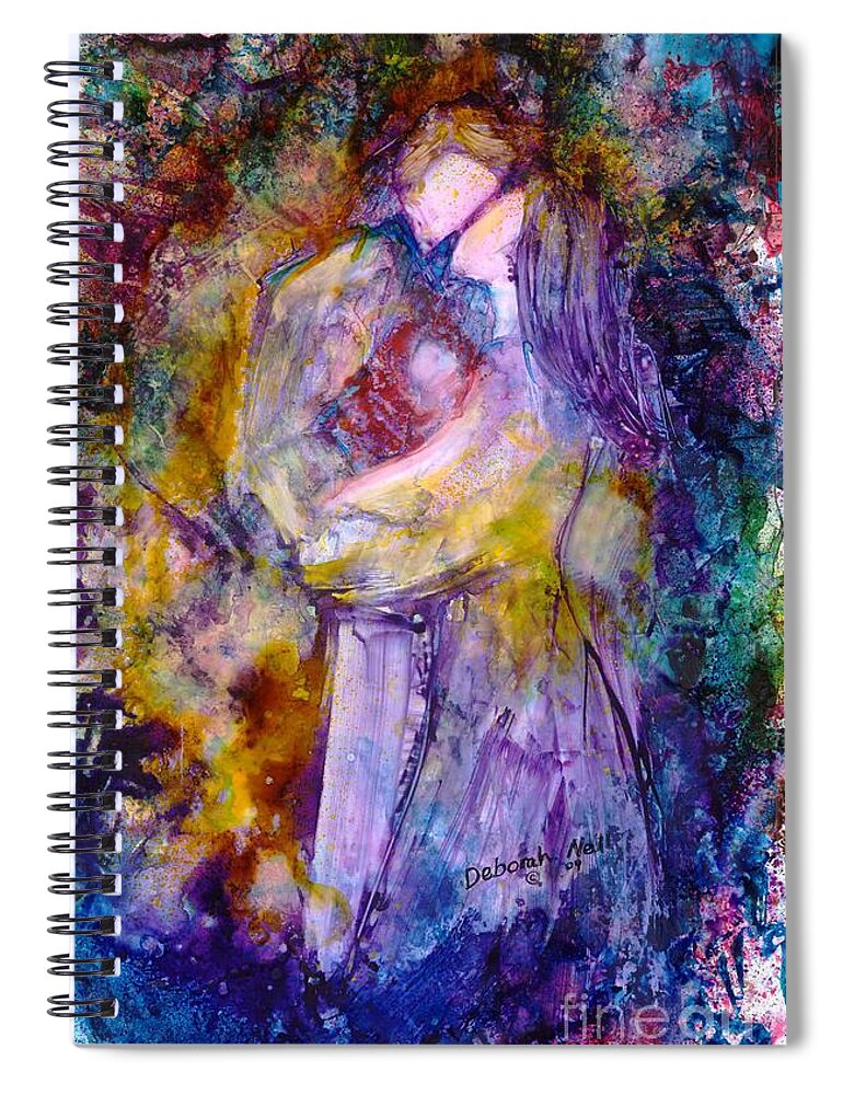 Couple Spiral Notebook featuring the painting Midnight Whispers by Deborah Nell