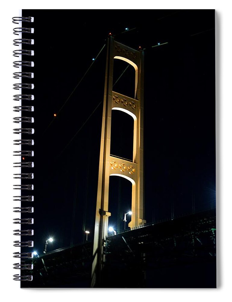 Mackinac Bridge Spiral Notebook featuring the photograph Mighty Mac Tower by Keith Stokes
