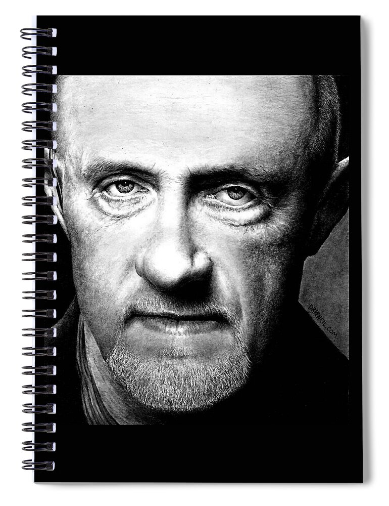 Jonathan Banks Spiral Notebook featuring the drawing Mike Ehrmantraut by Rick Fortson