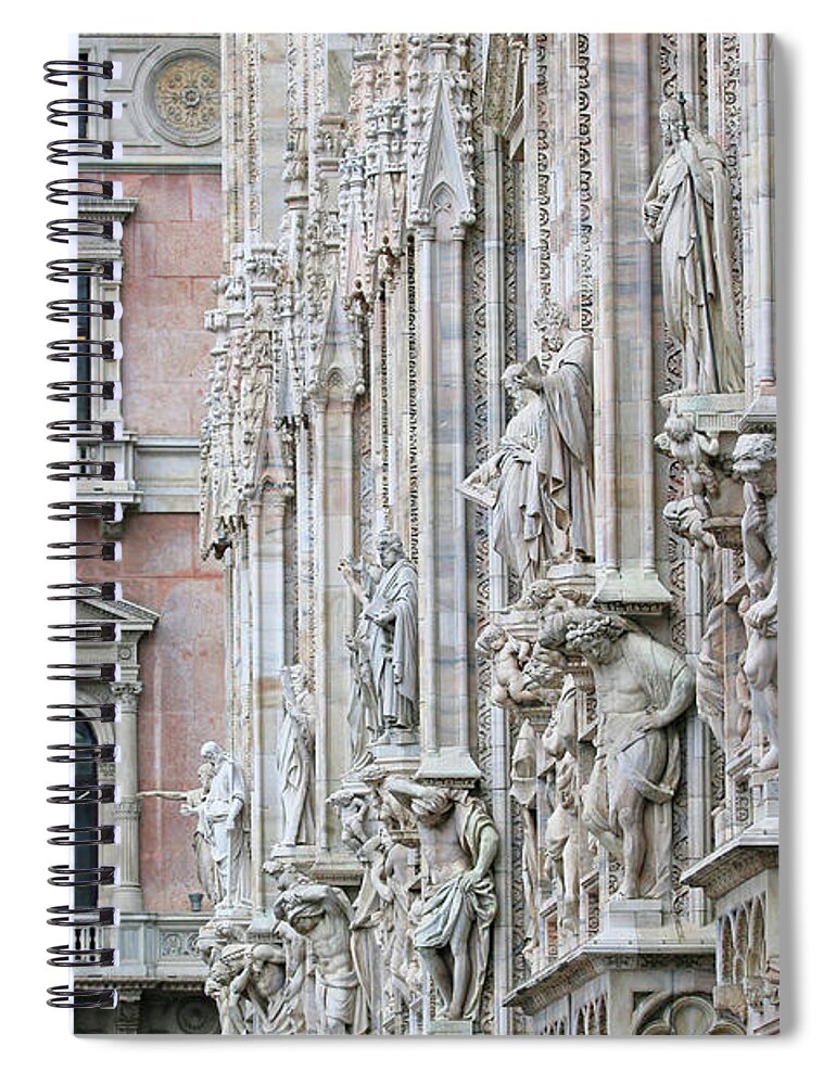 Milan Italy Spiral Notebook featuring the photograph Milan Duomo Statues 9199 by Jack Schultz