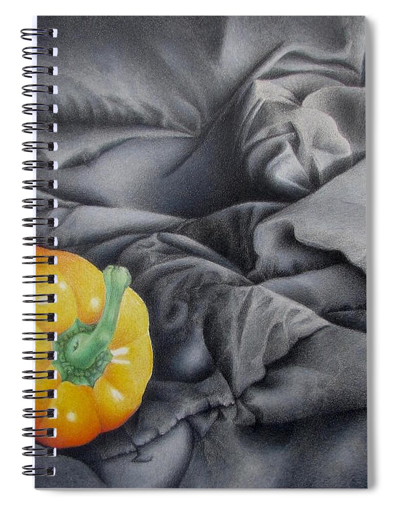 Vegetable Art Spiral Notebook featuring the drawing Mildly Yellow by Pamela Clements