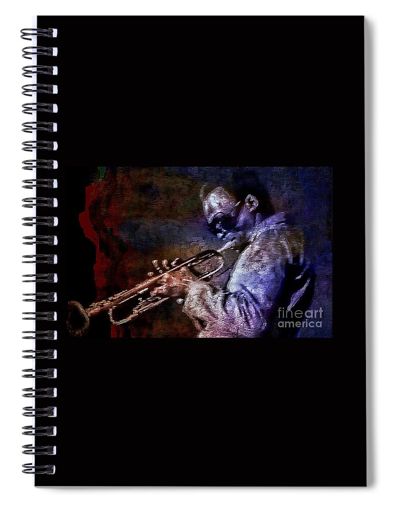Miles Davis Spiral Notebook featuring the painting Miles Davis Jazz Legend 1969 by Ian Gledhill