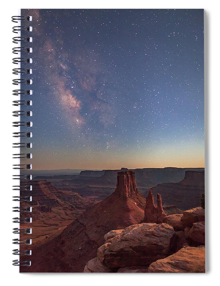 Moab Spiral Notebook featuring the photograph Milky Way at Twilight - Marlboro Point by Dan Norris