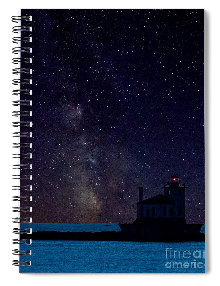 Art Spiral Notebook featuring the photograph Milky Way Lighthouse by Phil Spitze