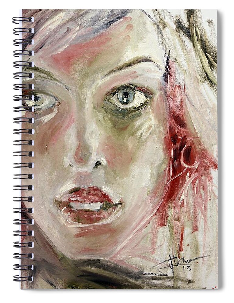 Portrait Spiral Notebook featuring the painting Milla by Jim Vance