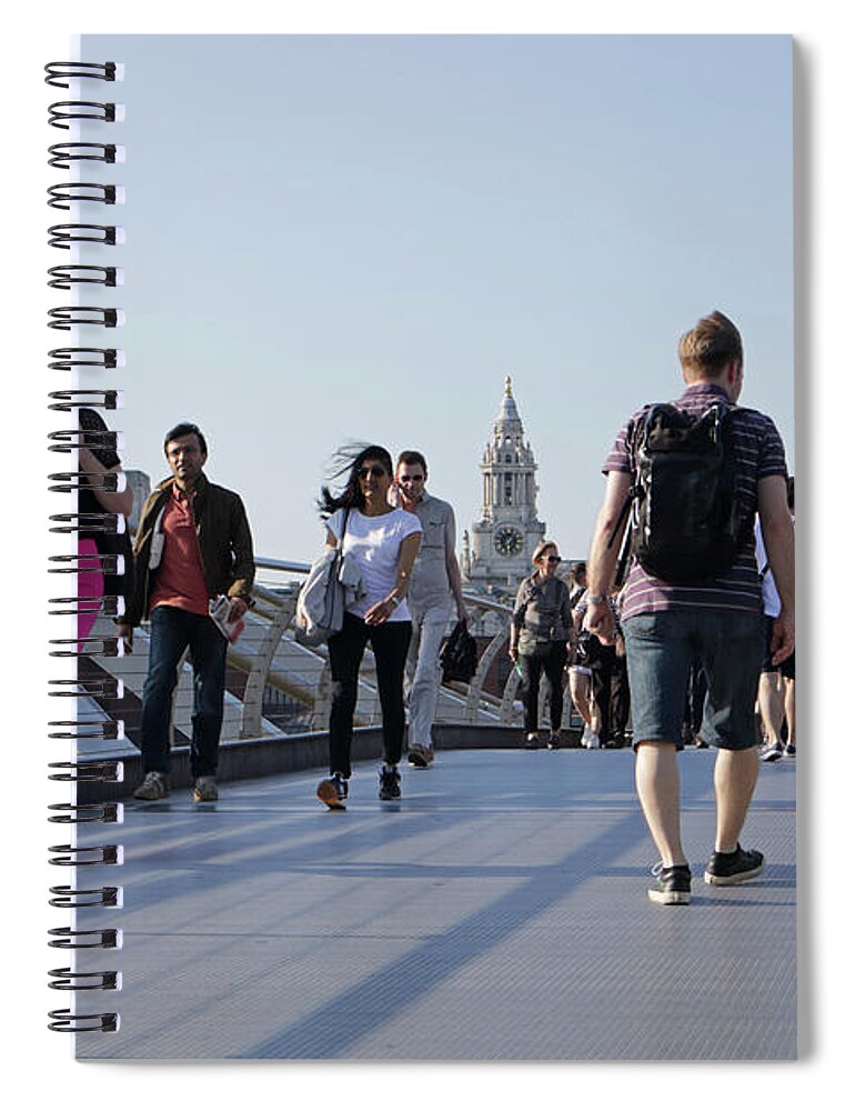 Millennium Bridge Crossing The Thames Between The Southbank And St Paul's. Spiral Notebook featuring the photograph Millennium Bridge crossing the Thames by Julia Gavin