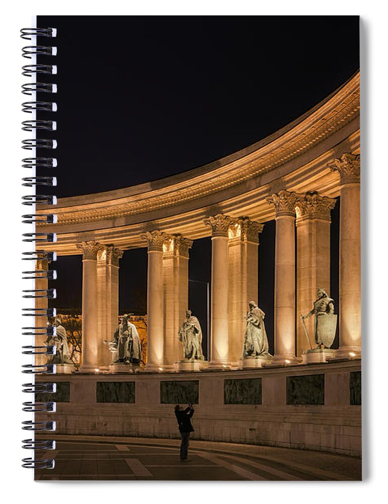 Joan Carroll Spiral Notebook featuring the photograph Millennium Monument Colonnade Color by Joan Carroll