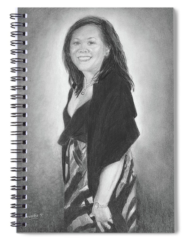Millicent Spiral Notebook featuring the drawing Millicent by Quwatha Valentine