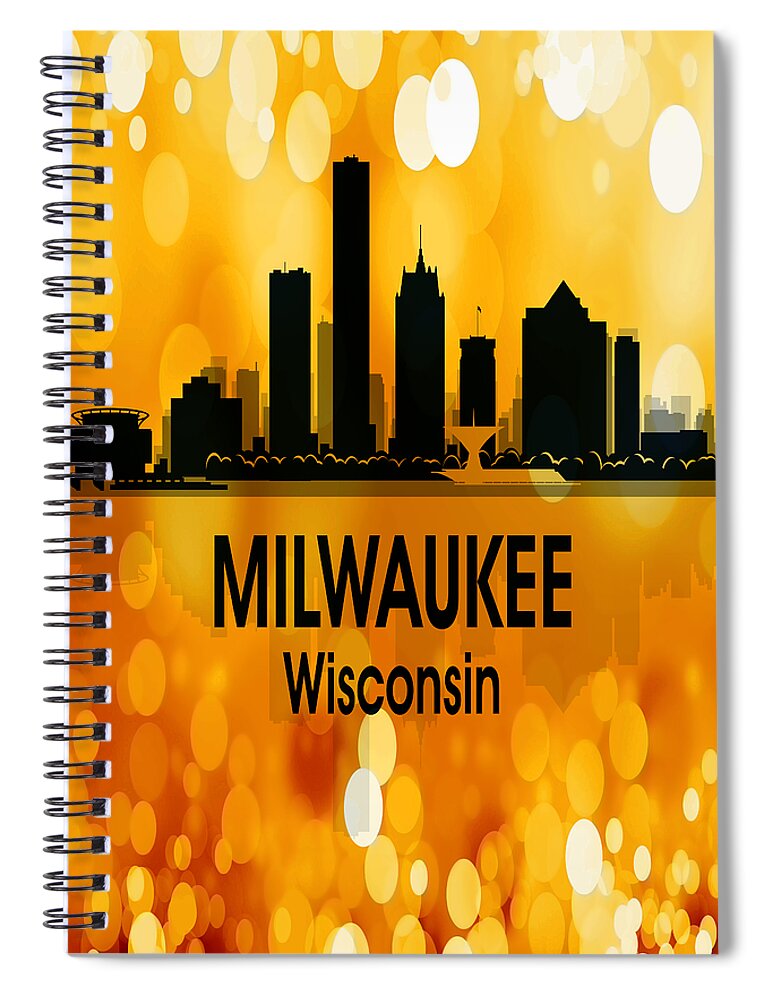 Milwaukee Spiral Notebook featuring the digital art Milwaukee WI 3 Vertical by Angelina Tamez