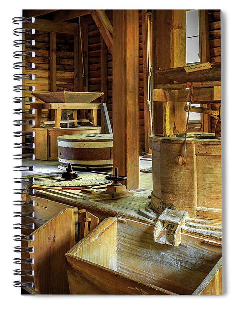 North Carolina Spiral Notebook featuring the photograph Mingus Mill Interior by Tim Stanley
