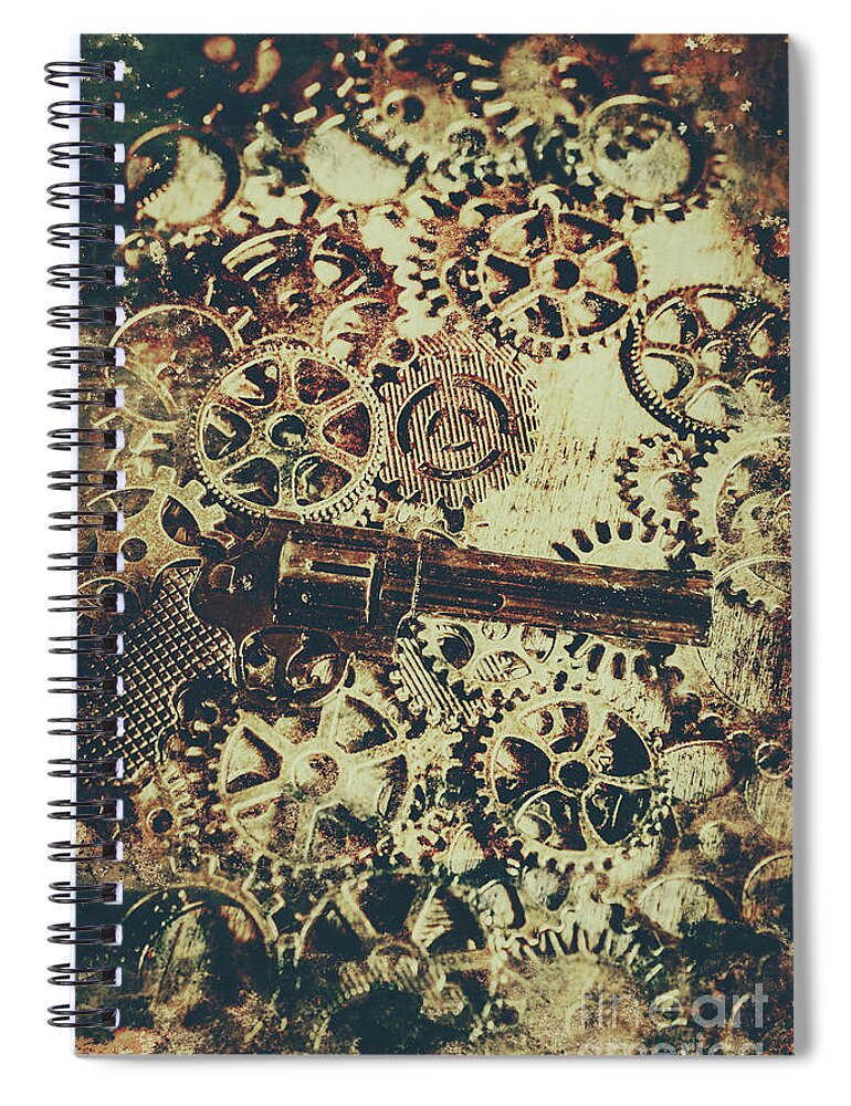Western Spiral Notebook featuring the photograph Miniature old western pistol by Jorgo Photography