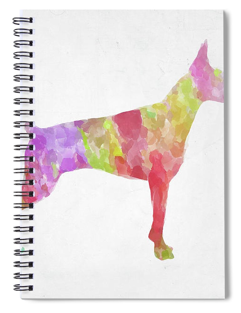 Doberman Pinscher Spiral Notebook featuring the digital art Minimal Abstract Dog Watercolor by Ricky Barnard