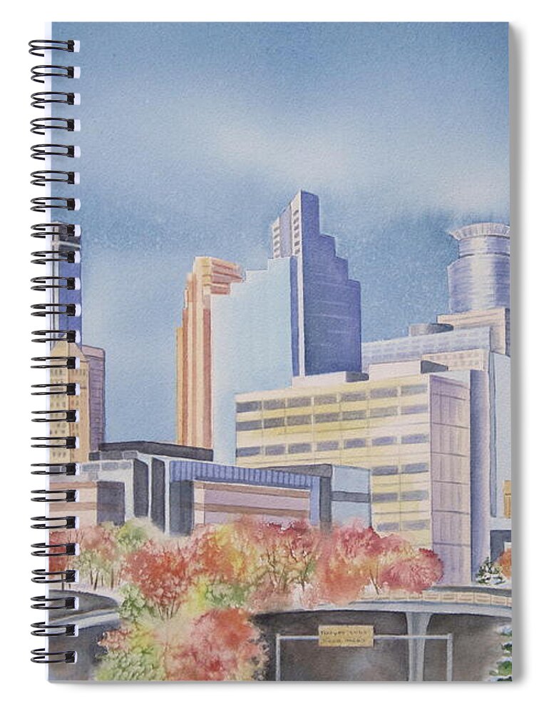 Minneapolis Spiral Notebook featuring the painting Minneapolis Skyline by Deborah Ronglien