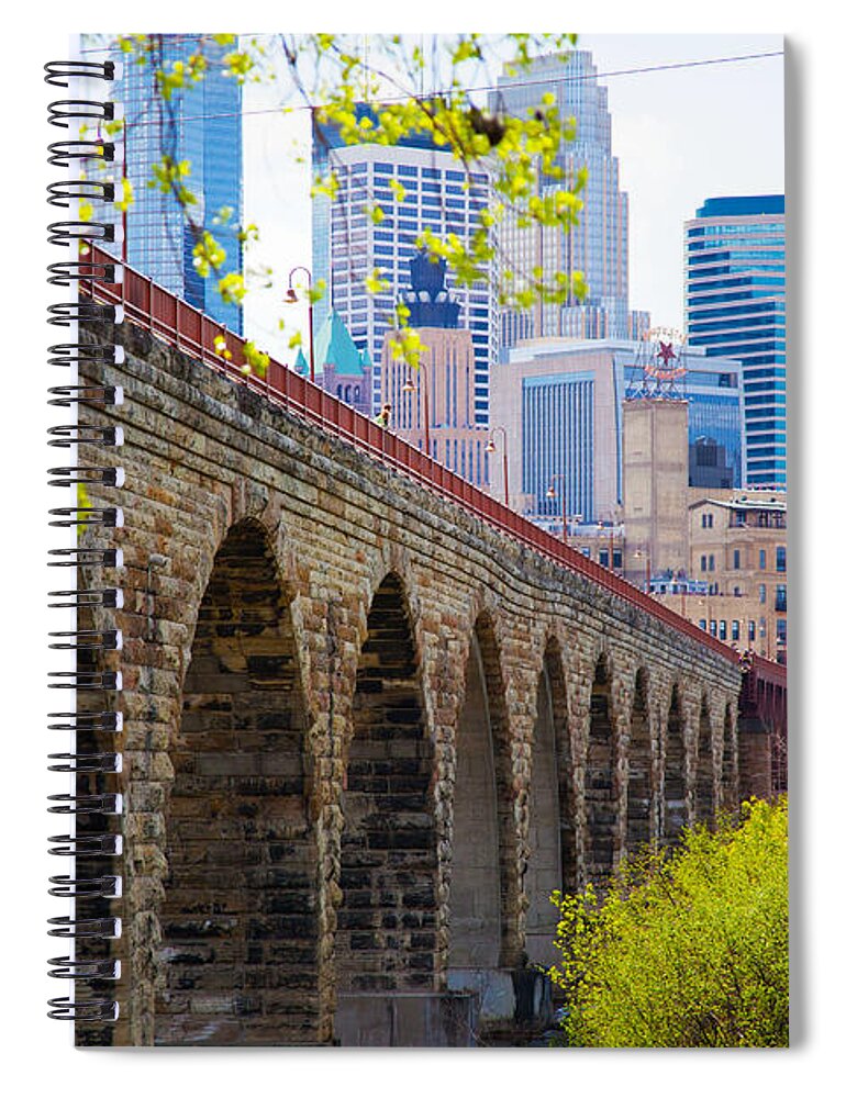 Architecture Spiral Notebook featuring the photograph Minneapolis Stone Arch Bridge Photography Seminar by Wayne Moran