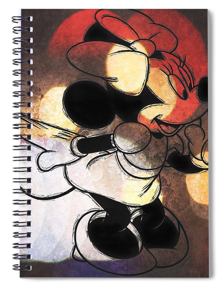 Wright Spiral Notebook featuring the digital art Minnie Mouse Sketchy 2 by Paulette B Wright