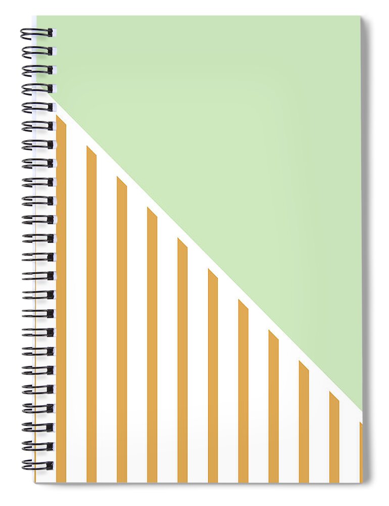 Mint Spiral Notebook featuring the digital art Mint and Gold Geometric by Linda Woods