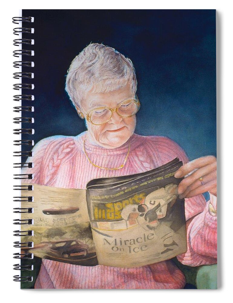 Portrait Spiral Notebook featuring the painting Miracle on Ice by Barbara Pease