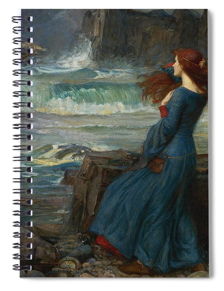 John William Waterhouse Spiral Notebook featuring the painting Miranda. The Tempest by John William Waterhouse