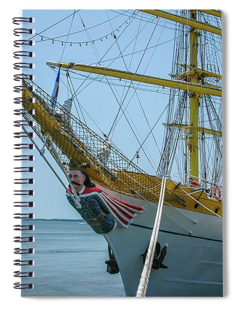 Mircea Spiral Notebook featuring the photograph Mircea Tall Ship Docked in Charleston SC by Dale Powell
