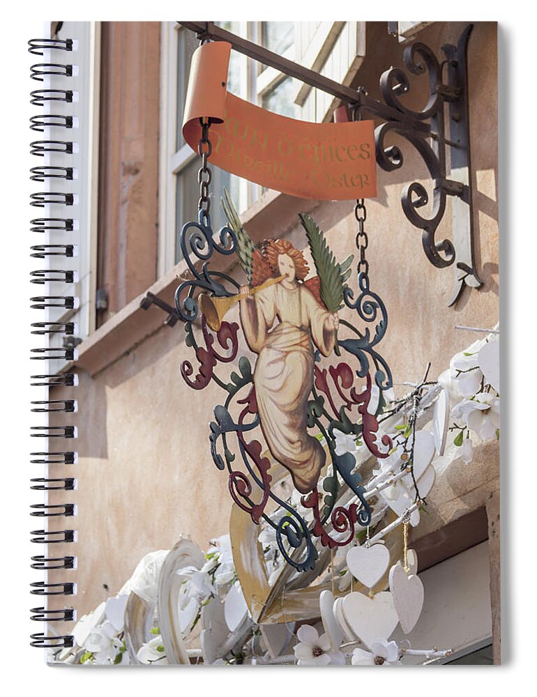 Alsace Spiral Notebook featuring the photograph Mireille Oster Pain dEpices Sign 01 by Teresa Mucha