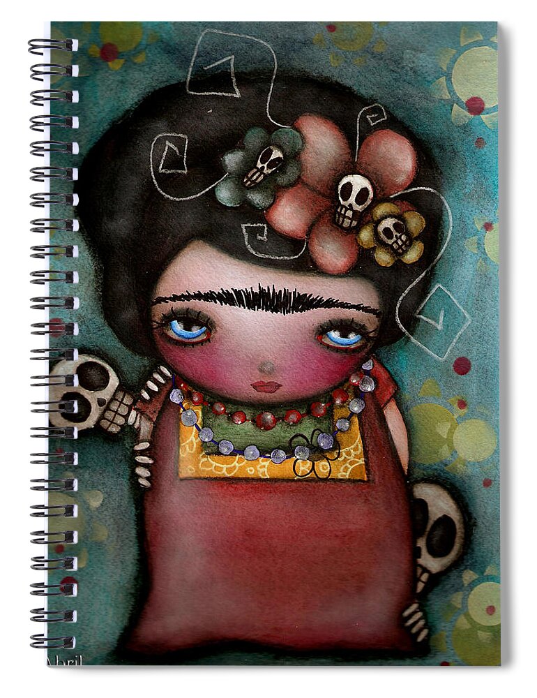 Day Of The Dead Spiral Notebook featuring the painting Mis Amigos by Abril Andrade