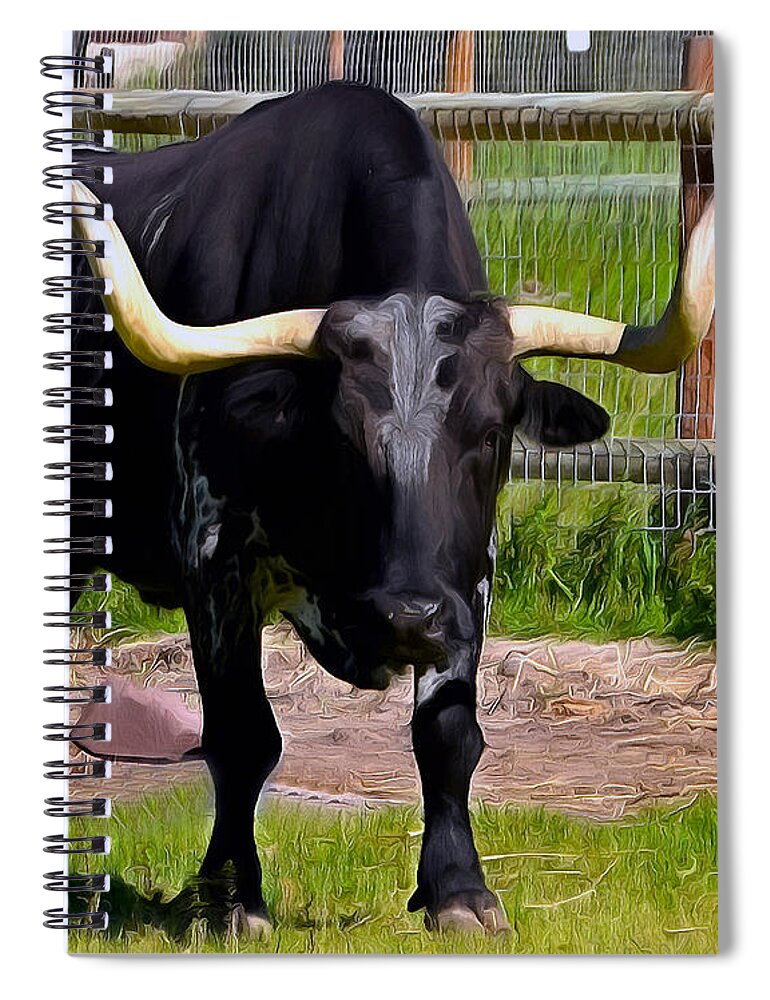 Bull Spiral Notebook featuring the photograph Mission Longhorn La Purisima Detail by Floyd Snyder