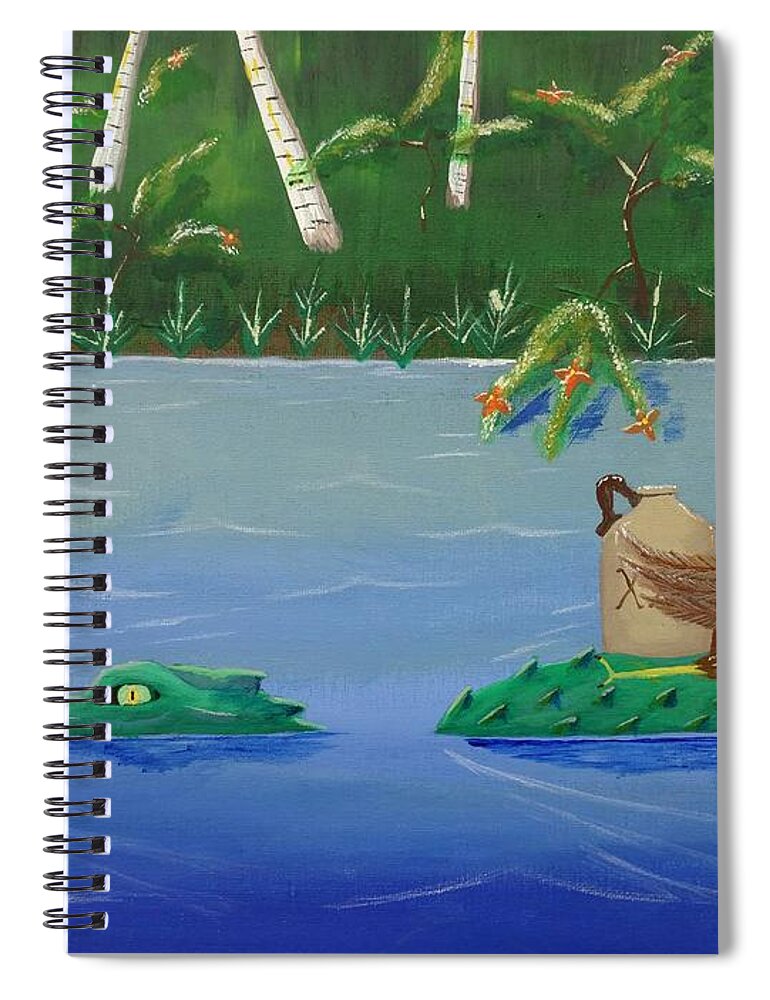 Chicken Spiral Notebook featuring the painting Mississippi River Drifter by Bennie Giles