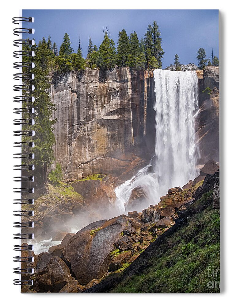 Vernal Fall Spiral Notebook featuring the photograph MIst Trail and Vernal Falls by Anthony Michael Bonafede