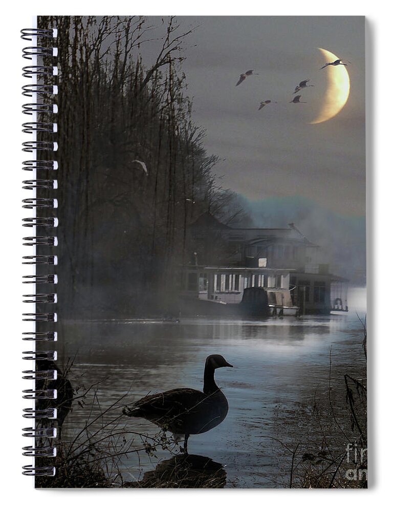 Mist Spiral Notebook featuring the photograph Misty Moonlight by LemonArt Photography